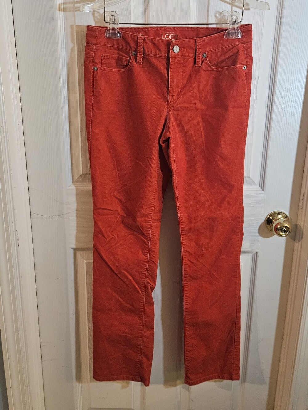 Loft Ann Taylor Pants Corduroy Modern Straight Orange Size 4 Stretch